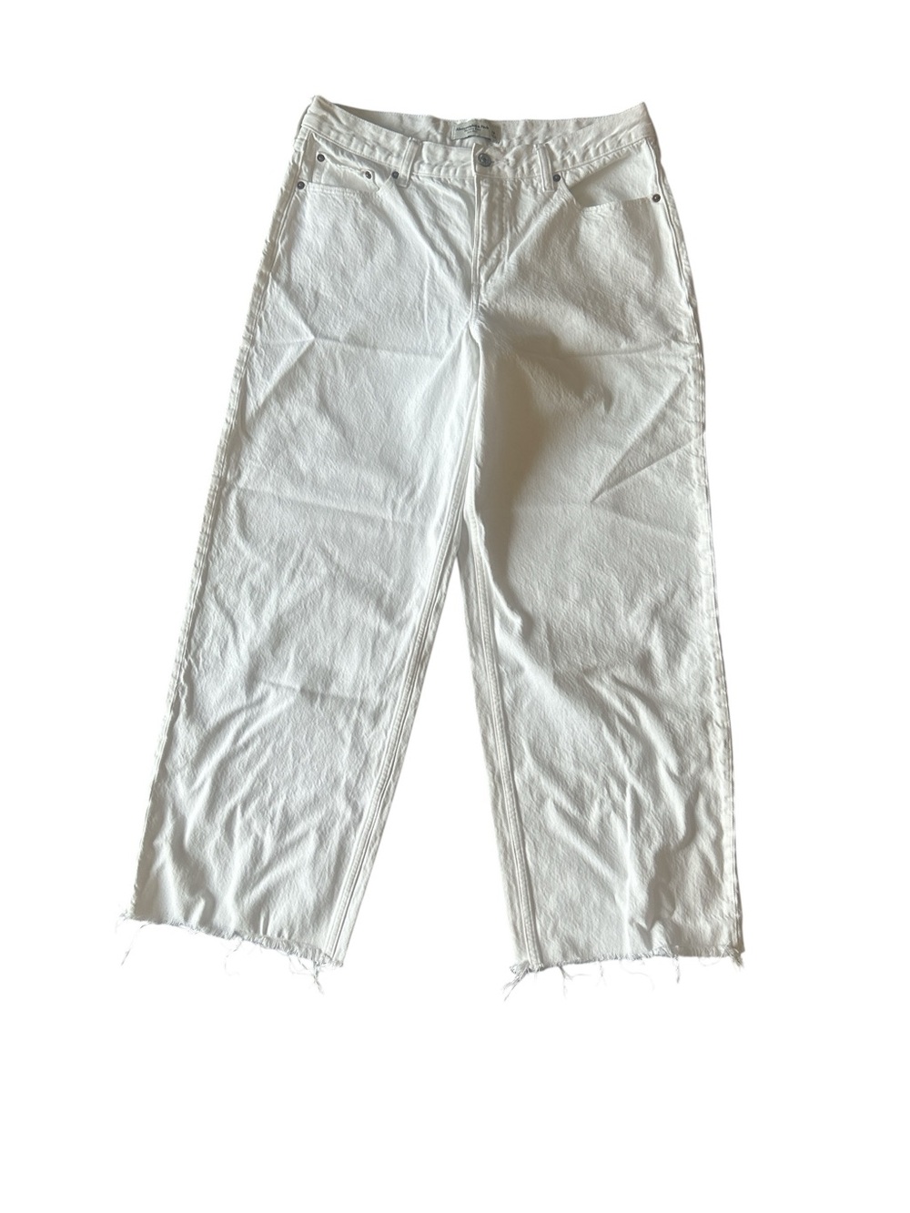 Abercrombie and Fitch White Womens Curve Love, The Ultra Loose, Low Rise Jeans